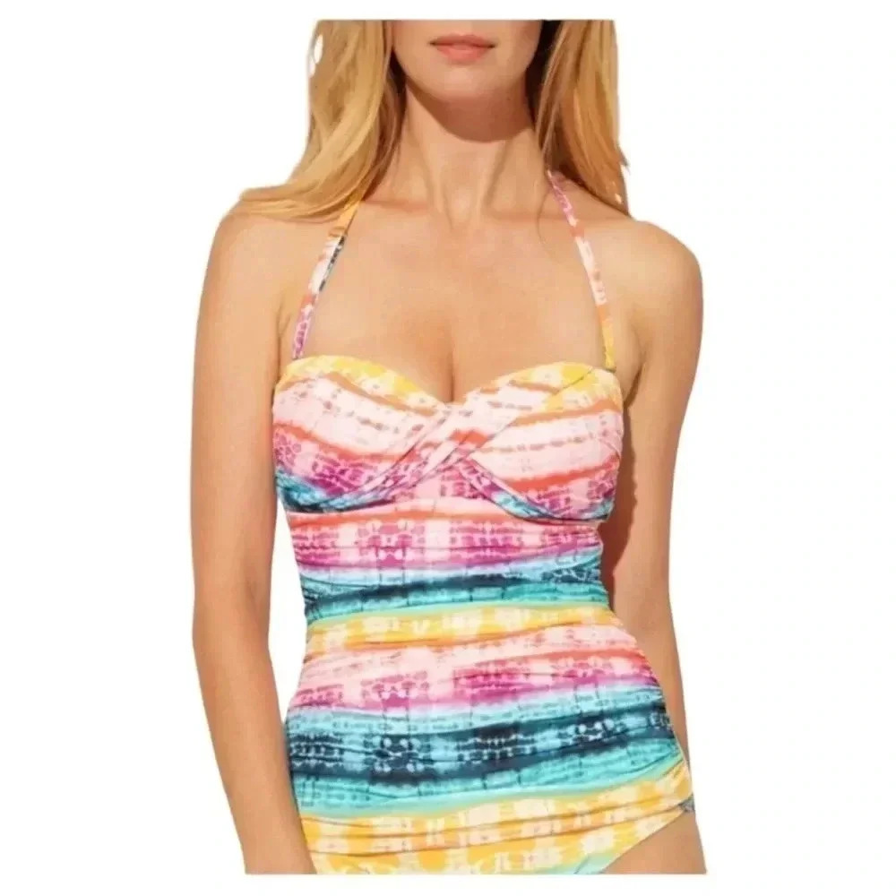 Bleu Rod Beattie Womens Swim Top 4 Good Vibrations Twist Bandeau Bandini